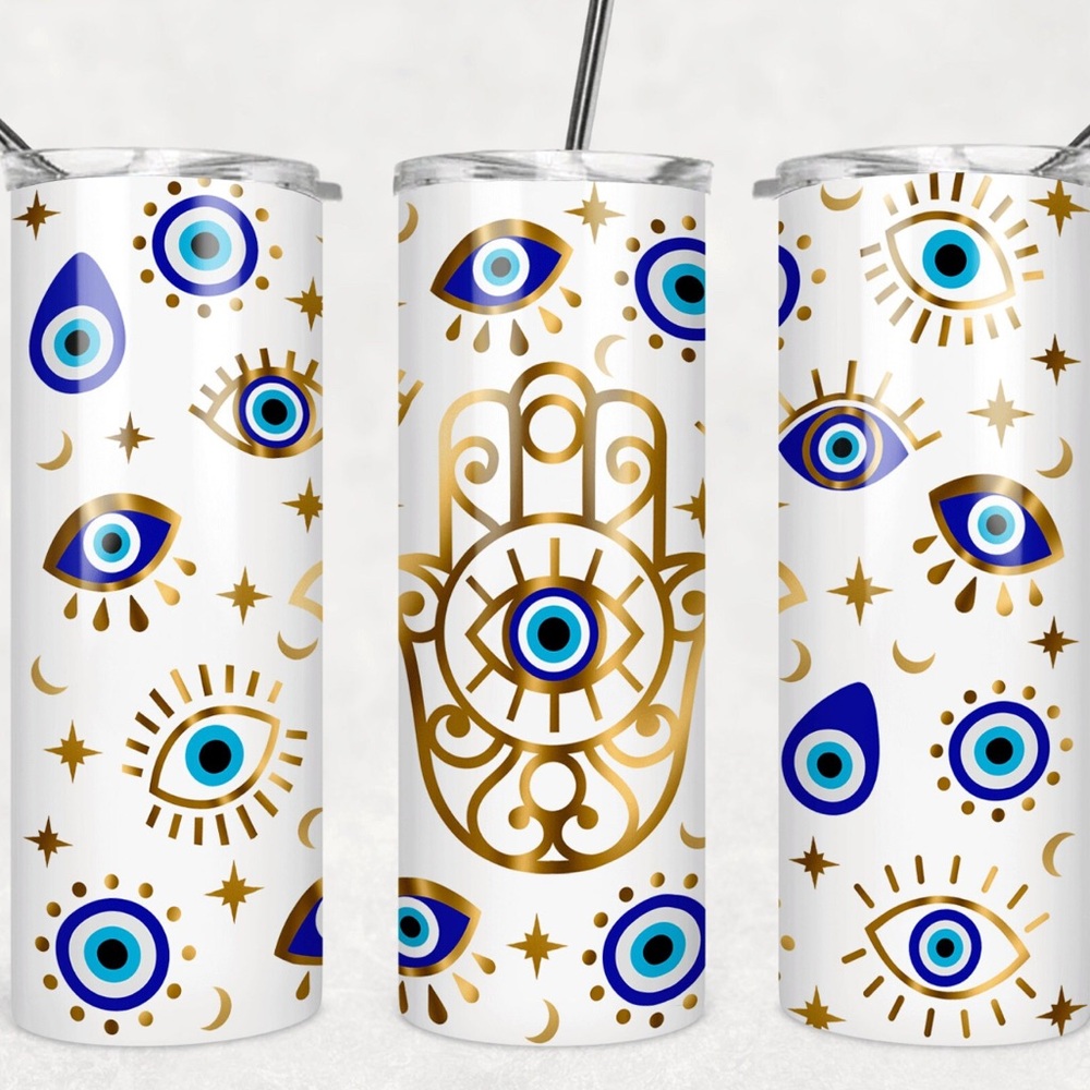 Hamsa Evil Eye Tumbler - Picture 2 of 3